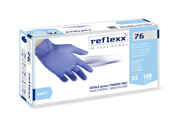 GUANTI IN NITRILE REFLEXX77 SENZA POLVERE CF. X 100 PZ. CAT. 3